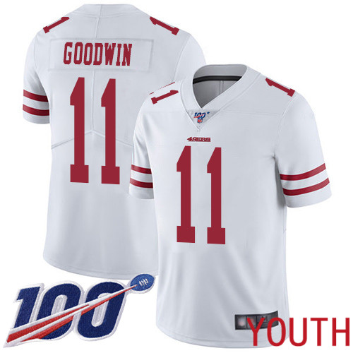 San Francisco 49ers Limited White Youth #11 Marquise Goodwin Road NFL Jersey 100th Vapor Untouchable